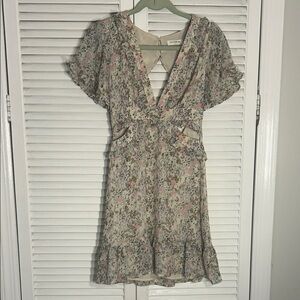 Storia Floral Dress with Pink and Green Accents